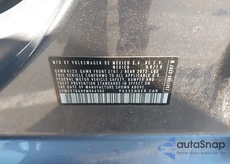 2019 Volkswagen Jetta 1.4T R-Line/1.4T S/1.4T Se from USA, damaged, VIN 3VWC57BU9KM054305